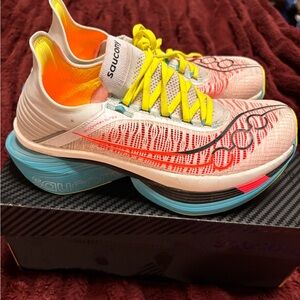 Saucony Endorphin Elite 2 in White with Mutant Accents